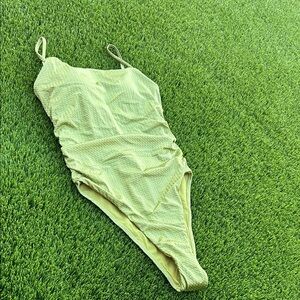 Light Green Ribbed One-Piece Swimsuit - Women
